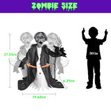 2.3 Ft Animated Zombie Groundbreaker Decor, Motion Sound LED Eye Mouth Arm Prop