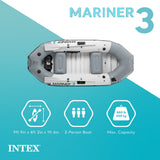 Intex Mariner 3 Inflatable Fishing & Recreational Boat Set with Oars, Pump & Rod Holders, 3-Person Boat