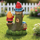 12.3" Mainstays Three Gnomes on Log Statue, Weather-Resistant Resin Garden Décor