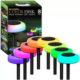 Bell + Howell Vividisk Color Changing Solar LED Disk Ground Lights, 8-Pack