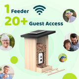 Birdfy Ebony Smart Wooden Bird Feeder with 1080p Camera, Solar Panel & 2.8L Capacity