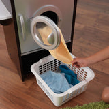 KidKraft Wooden Laundry Playset – Stacking Washer & Dryer, Iron, Basket & Chalkboard, Espresso