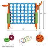 Costway 3-in-1 Giant 4-in-a-Row Game Set with Basketball Hoop and Ring Toss