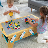 KidKraft Building Bricks Play N Store Wooden Activity Table – 200+ Blocks, 3 Storage Bins & Natural Finish