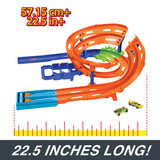 2-Car Hot Wheels Whip Around Raceway – Side-by-Side Track, Gap Jump & Foldable Storage