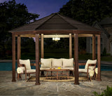 Sunjoy 15' x 15’ Daybreak Octagon Gazebo, Aluminum Roof & Steel Frame Gazebo