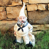 Nowaday Gnomes American Pride Navy Sailor Gnome Statue, 14" Hand-Painted Military Garden Gnome