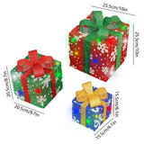 Christmas LED Lighted Gift Boxes, Set of 3 Battery-Operated Present Decorations