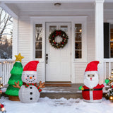 Lighted Snowman, Santa Claus & Christmas Tree Outdoor Decoration with 150 Warm White LED Lights
