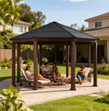 Sunjoy 15' x 15’ Daybreak Octagon Gazebo, Aluminum Roof & Steel Frame Gazebo