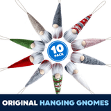 10-Pack Christmas Tree Hanging Gnome Ornaments – Swedish Plush Santa Elf Holiday Decorations