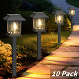 ExcMark 10 Pack Solar Pathway Lights – Warm White LED Landscape Lights
