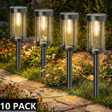 ExcMark 10 Pack Solar Pathway Lights – Waterproof Warm White LED Landscape Lights