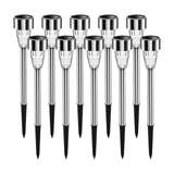 DAILIHIVE 10 Pack Stainless Steel Solar Spike Lights – 3-Color LED Pathway & Landscape Lights