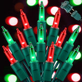 100-Count Red & Green Incandescent Christmas String Lights, 20 ft Green Wire Holiday Light Set