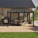 Sojag Budapest 10' x 12' Wall Mounted Sun Shelter with Retractable Roof, Curtains and Mosquito Netting