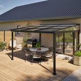 Sojag Budapest 10' x 12' Wall Mounted Sun Shelter with Retractable Roof, Curtains and Mosquito Netting