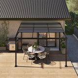 Sojag Budapest 10' x 12' Wall Mounted Sun Shelter with Retractable Roof, Curtains and Mosquito Netting