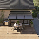 Sojag Budapest 10' x 12' Wall Mounted Sun Shelter with Retractable Roof, Curtains and Mosquito Netting