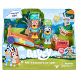 Bluey & Rusty Go-Kart Vehicle Pack – 2 Articulated 2.5" Figures, Helmets, Tools & Toolbox