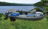 Intex Excursion 4 Inflatable Fishing & Rafting Boat Set with Oars, Pump & Rod Holders, 4-Person Boat