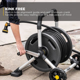 Gorilla 150 ft. Aluminum Zero-Rust Garden Hose Reel Cart – Heavy-Duty Mobile Hose Reel with Brass Fittings