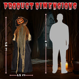 6 Ft Pumpkin Man Animated Halloween Animatronic, Moving Head LED Jack-o'-Lantern