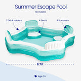 Funsicle Summer Escape 8.7ft Inflatable Family Pool with 4 Cushioned Seats