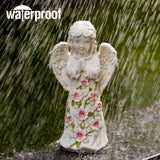 Solar Angel Garden Statue with LED Light, Resin Memorial Angel Figurine