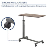 Over the Bed Side Table Wheels Hospital Overbed Rolling Tray Adjustable Bedside!