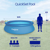 Funsicle QuickSet Above Ground Swimming Pool, 10 ft x 30 in Inflatable Ring Pool