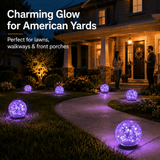 4-Pack 5" Solar Cracked Glass Globe Lights – 30 LEDs, IP65 Outdoor Garden Lighting, Yellow or Purple