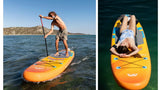 Aqua Marina AMGO 12' Electric Inflatable Paddle Board with Power Fin Propulsion, Sports III Paddle & All-Around Stable Design