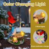 12" Solar Bird Garden Statue with Red Cardinal & Blue Robin
