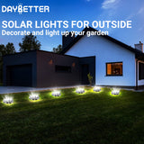 12-Pack Solar Ground Lights, 8-LED Waterproof Disk Lights, Cool White
