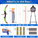 2-Pack LED Light-Up Kids’ Bow and Arrow Set with Standing Target, Foam-Dart Blasters, Suction-Cup Arrows and Quivers