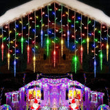 11.5 ft Christmas Icicle String Lights with 96 LEDs, 16 Drops and 8 Lighting Modes