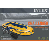 Intex Challenger 3 Inflatable Boat Set with Motor Mount Kit, Oars & High-Output Pump
