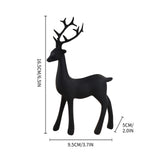 Set of 2 Black Resin Reindeer Figurines – Gothic Christmas Tabletop Decorations