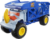 12-Monster-Truck / 32-Car Capacity Hot Wheels Monster Mover Rhino Hauler – 2-Level Storage & Launcher