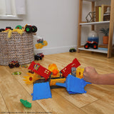 Hot Wheels Monster Trucks 5-Alarm Torch Tower Takedown – Fire Monster Playset with 2 Crushed Cars