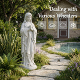 30" Virgin Mary Garden Statue, Weather-Resistant MgO Religious Sculpture with Stone Finish