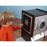 KidKraft Wooden Laundry Playset – Stacking Washer & Dryer, Iron, Basket & Chalkboard, Espresso
