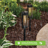4-Pack Better Homes & Gardens Wyatt Solar LED Bollard Pathway Lights – Black, 15 lm & IPX4