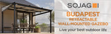 Sojag Budapest 10' x 12' Wall Mounted Sun Shelter with Retractable Roof, Curtains and Mosquito Netting