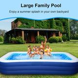 BN-LINK Inflatable Family Swimming Pool, 118" x 68" x 22" Oversized Backyard Pool