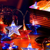 21-Foot Solar Patriotic Star String Lights, 30 LED Star Lights Décor