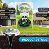 12-Pack Solar Ground Lights, 8-LED Waterproof Disk Lights, Cool White