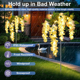 2 Pack Solar Wisteria Flower Lights – Yellow Waterproof LED Solar Garden Lights