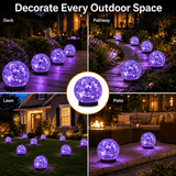 4-Pack 5" Solar Cracked Glass Globe Lights – 30 LEDs, IP65 Outdoor Garden Lighting, Yellow or Purple